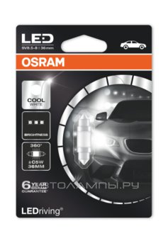 C5W 12V-LED (SV8,5) 6000K 1,0W Cool White LEDriving premium (��.1��.) 6498CW-01B