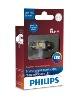 ����� Philips C5W LED Festoon T10,5x38 X-tremeVision LED 24V 1W (1 ��.)