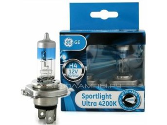 H4 12V- 60/55W (P43t) (белый свет-голуб.оттен.) Sportlight Ultra (к.уп.2шт.) 90901 (50440SBU) 50440SBU