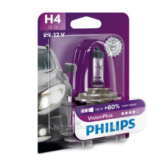 H4 12V- 60/55W (P43t) ( +60% �����) Vision Plus ������� (1��.) 12342VPB1
