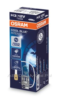 H3 12V- 55W (PK22s) (белый яркий свет-голуб.оттен.) Cool Blue Intense 64151CBI